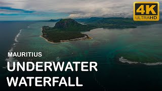 Mauritius Underwater Waterfall 4K Video by Drone [upl. by Kermie269]