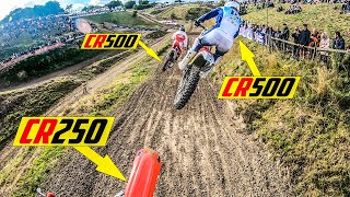 22YearOld CR250 2 Stroke vs Full Field of 500s [upl. by Zerelda851]