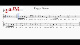 Pioggia destate  Flauto dolce  Note  Spartito  Karaoke  Canto  Instrumental  Musica [upl. by Kinelski737]