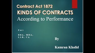 Kinds of Contract part 2  Executed ExecutoryUnilateralBilatera l Kamran Khalid  UrduEnglish [upl. by Frodina]