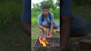 Outdoorfood SIMPLE BUT USEFUL Eat Hotdog In Forest camping outdoor bushcraf forest survival [upl. by Tenenbaum316]