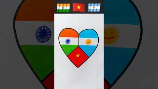 Indian flag Argentina flag Vietnam flag from dil drawshortsviralyoutubeshorts ❤ [upl. by Leonanie]