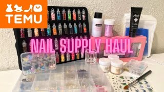 TEMU NAIL SUPPLY HAUL  ACRYLIC KIT NAIL CHARMS GLITTER NAIL ART SUPPLIES [upl. by Moguel]