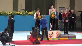 Stéphane Lambiel at the victory ceremony men at NHT 2011 in Oberstdorf [upl. by Alekahs]