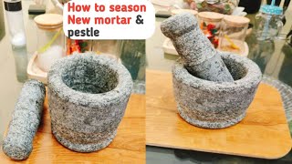 Mortar and pestle seasoning  how to season new mortar pestle  how to season stone mortar pestle [upl. by Popper]