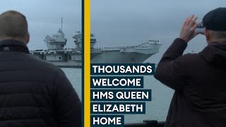 HMS Queen Elizabeth makes grand entrance on return to Portsmouth [upl. by Egor]