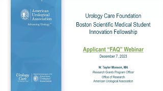 Urology Care Foundation Boston Scientific Medical Student Innovation Fellowship [upl. by Goto468]