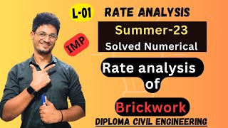 L01 Numerical on rate analysis of brickwork  EAC  Civil Engineering  msbteeducational [upl. by Saduj]