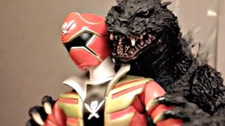 Godzilla Meets the Red Ranger S H FiguartsMonsterarts animation [upl. by Anayrb347]