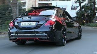 THE LOUDEST 2017 Mercedes C63S AMG w STRAIGHT PIPES in Monaco  CRAZY ACCELERATIONS  REVS  POLICE [upl. by Htomit255]