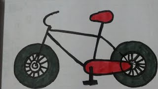 How to draw Cycle for kids Easy Bicycle drawing [upl. by Nosrak]