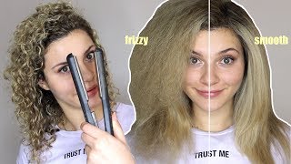 HOW TO STRAIGHTEN CURLY HAIR WITHOUT FRIZZ [upl. by Carrel]