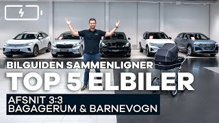 ELBIL TOP 5 Bagagerum og barnevognstest » Tesla Y  Skoda Enyaq  VW ID4  Volvo XC40  Audi Q4 [upl. by Ahtivak122]