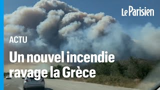 Grèce  un violent incendie ravage le nordest du pays huit villages évacués [upl. by Plossl]