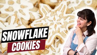 The perfect holiday treat Snowflakeshaped Shortbread Cookies ❄️✨ [upl. by Hamrnand]