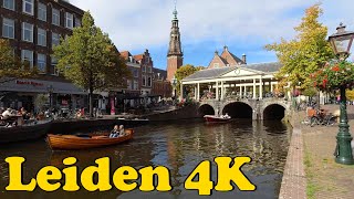 Leiden Netherlands Walking tour 4K [upl. by Oramlub]