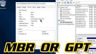 HOW TO CHECK IF A DISKDRIVE IS MBR OR GPT [upl. by Ludewig]