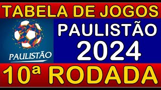 TABELA DE JOGOS DO CAMPEONATO PAULISTA 2024 • 10ª RODADA • PRÓXIMOS JOGOS DO PAULISTÃO 2024 [upl. by Margot]