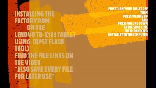 Lenovo TB X103F Factory Rom Installation [upl. by Einnig15]