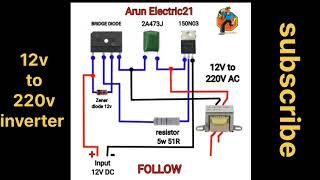 How to 12v to 220v Ac inverter circuit diagram inverter wiring [upl. by Persis]