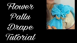 Flower Pallu drape How to make flower bow with pallu Different pallu look make flower with saree [upl. by Collyer31]