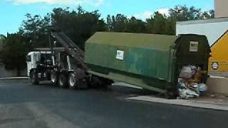 Rolloff Peterbilt320 Truck collects loaded Compactor Dumpster on 91009 [upl. by Jit948]