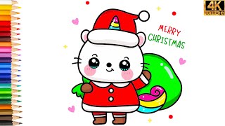 DISEGNO UFFICIALE GATTO UNICORNO 🧝COME DISEGNARE Babbo Natale  GATTO FACILE 🎅DISEGNO🌈DISEGNI FACILI [upl. by Orling]