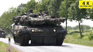 Kampfpanzer Leopard 2 L93 Straßenmarsch nach Gewässerübergang Bundeswehr Manöver Heidesturm Quadriga [upl. by Wertheimer]