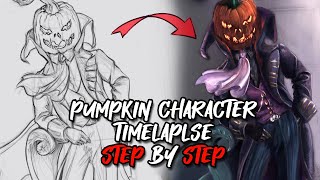 Jack O Lantern  Character Design Process  Art Timelapse characterdesign [upl. by Merrell]