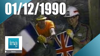 20h Antenne 2 du 1er décembre 1990  Jonction du tunnel sous la Manche  Archive INA [upl. by Eednar147]