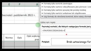 Kolorowanie wiersza wg daty  formatowanie warunkowe i funkcja DNIROBOCZE [upl. by Isia702]