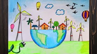 Global Wind Day drawing  World Wind day drawing easy  Wind day poster making easy [upl. by Eletnahs]