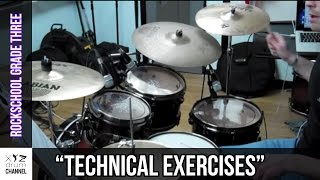 Rockschool Grade 3 Technical Exercises  Dunx Drum School [upl. by Latyrc146]