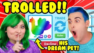 TROLLING MY BF THEN SURPRISING HIM WITH HIS MEGA TURKEY DREAM PET Adopt Me Roblox PRANK [upl. by Attelra]