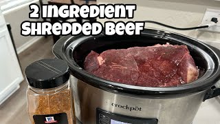 2 ingredient Crockpot Shredded Beef 🥩 [upl. by Bartholomew]