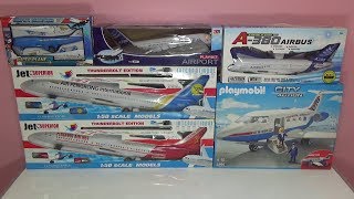 Unboxing 6 giant planes Playmobil plane Airbus A380 Boeing 737 Jambo [upl. by Nosraep]