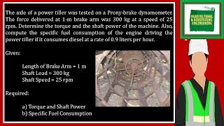 The axle of a power tiller was tested on a Pronybrake dynamometer The force delivered at 1m brake [upl. by Oiracam802]