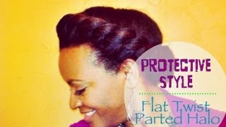 25 Natural Hair Journey  Simple Flat Twist Parted Halo [upl. by Nner786]