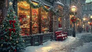 Festive Christmas City Ambience  Snowfall in a Cozy Christmas Town  Relaxing Holiday Music [upl. by Anigue]