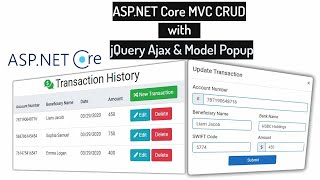 jQuery Ajax CRUD in ASPNET Core MVC using Popup Dialog [upl. by Hakym126]