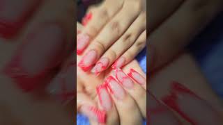 Uñas rojas francesas efecto azúcar divinas 👍 si te gusta este contenido suscribanse uñas [upl. by Yromem298]