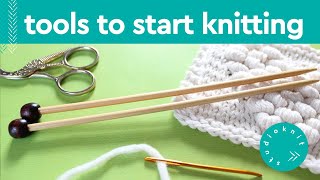 TOOLS TO START KNITTING ► Day 1 Absolute Beginner Knitting Series [upl. by Cappella]