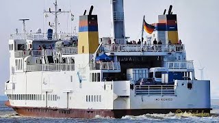 Endlich Borkum AutoFähre OSTFRIESLAND Auslauf Emden DCQN IMO 8324622 AG Ems RoRo Ferry LNG powered [upl. by Obeng]