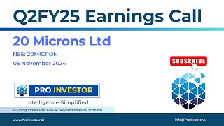 20 Microns Ltd  Q2FY25  Earnings Conference Call  earningcall concall 20microns [upl. by Alor]