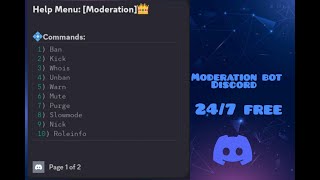 MODERATION DISCORD BOT 2024 • No Coding  Replit 247  FREE [upl. by Anurb]