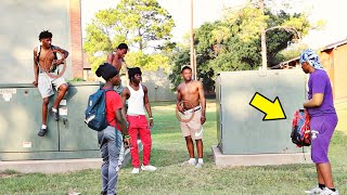 Reaching In My Bag Prank Infront Of Gangsters In HOOD GONE WRONG [upl. by Eiramanitsirhc75]