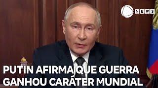 Vladimir Putin afirma que guerra ganhou caráter mundial [upl. by Butterworth]