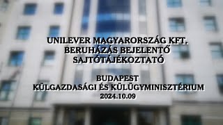 UNILEVER MAGYARORSZÁG KFT BERUHÁZÁS BEJELENTŐ SAJTÓTÁJÉKOZTATÓ [upl. by Synn906]