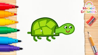 Tiddles the Tortoise Peppa Pigs Turtle Drawing Painting amp Coloring for Kids  Easy Tiddles Drawing [upl. by Odlo]