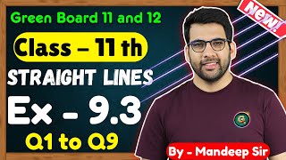 Class  11 Ex  93 Q1 to Q9 Straight Lines Maths  CBSE NCERT  New Book  Green Board [upl. by Doroteya]